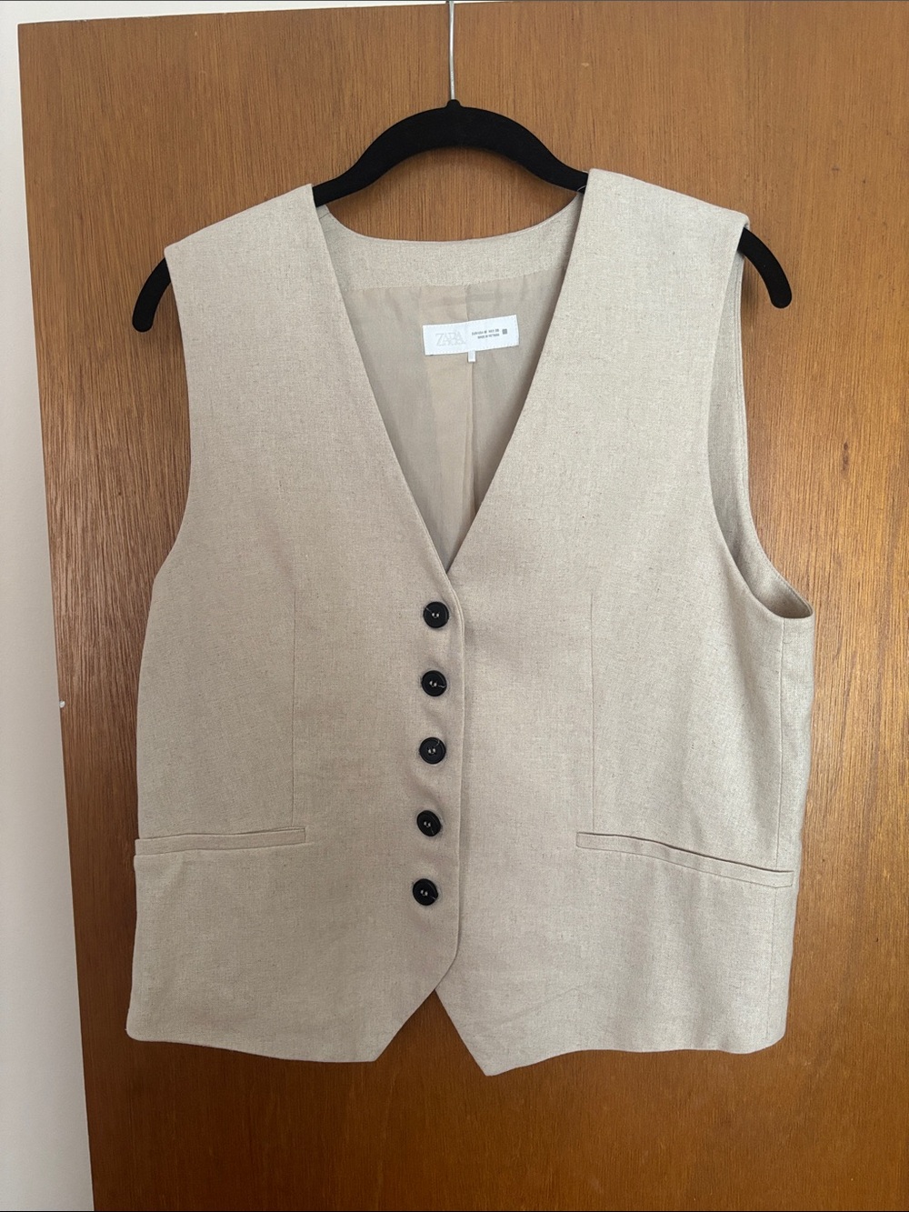 ZARA Linen Sleeveless Waistcoat Vest